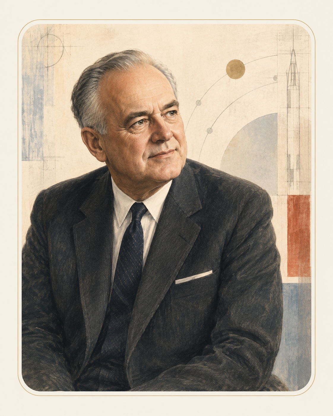 NASA第2代長官ジェイムズ・エドウィン・ウェッブを描いた学習用イラスト