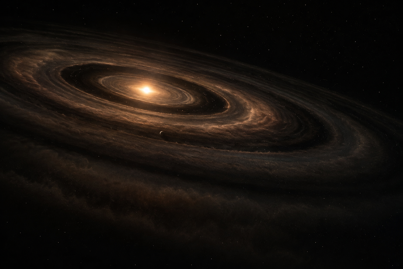 若い恒星の周囲で惑星が生まれつつある原始惑星系円盤の様子